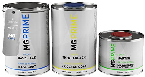 MG PRIME Vernice per auto Kit barattolo per Chevrolet WA4282 Targa Blue Metallic/Corvette DK Blue Metallic Vernice di base 2K vernice trasparente indurente pronto all’uso 2,5L
