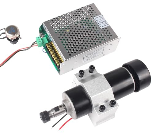 RATTMMOTOR Motore mandrino raffreddato ad aria CNC ER11 12000RMP + tensione di ingresso AC110V-220V regolatore di velocità con alimentatore + morsetto da 52 mm per fresatrice CNC Router
