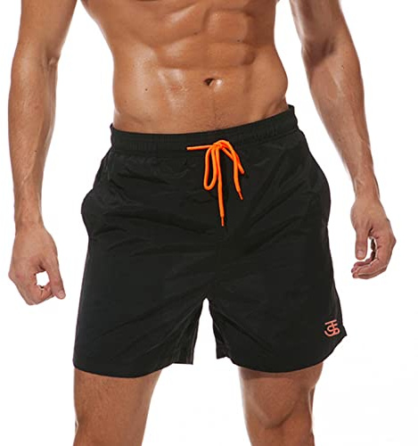 JustSun Badehose Herren Schnelltrocknend Boardshorts mit Mesh-Futter und Verstellbarem Tunnelzug