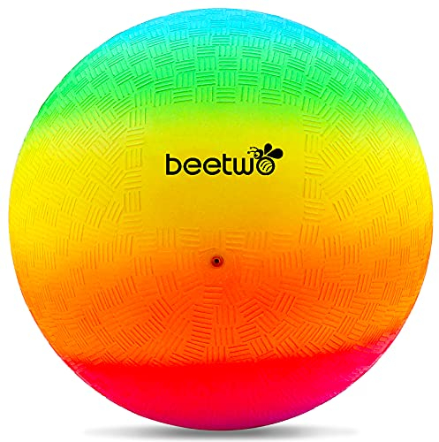 Bouncy Kickball, PVC Kinder Spielball, Mehrfarbig Regenbogen Ball Kinder, Fußball Softball, Kinderball für Drinnen und Draußen (8,5 Zoll) - Regenbogen