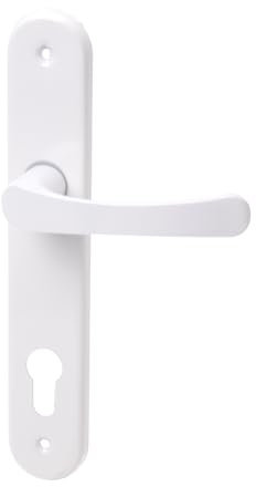 Aqbau® Poignée de porte blanche sur plaque longue 235x38 mm | Ensemble de poignées avec entraxe 72 mm – réversible gauche/droite, montage facile PZ