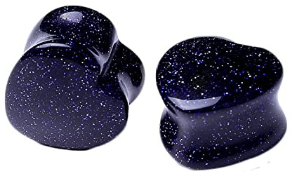 KnBoB 6MM Ear Plugs Tunnel, 2 Stück Stein Blau Herz Stein Flesh Tunnel für Herren Damen Ohr Tunnel