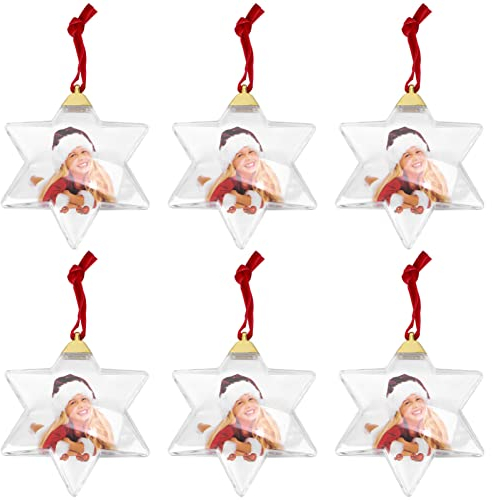 Abaodam 6Er Set Transparent Befüllbare Kunststoff Foto Kugeln Hängende DIY Anhänger Für Weihnachtsbaum Party Dekoration 4 Zoll Fotoanhänger Für Persönliche Gestaltung