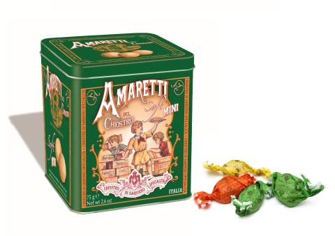 Chiostro di Saronno® | Amaretti del Chiostro® | Amaretti Morbidi con Mandorle - 75 Gr | Scatole di Pasticceria | Confezione Amaretti Morbidi Lattina Metallo