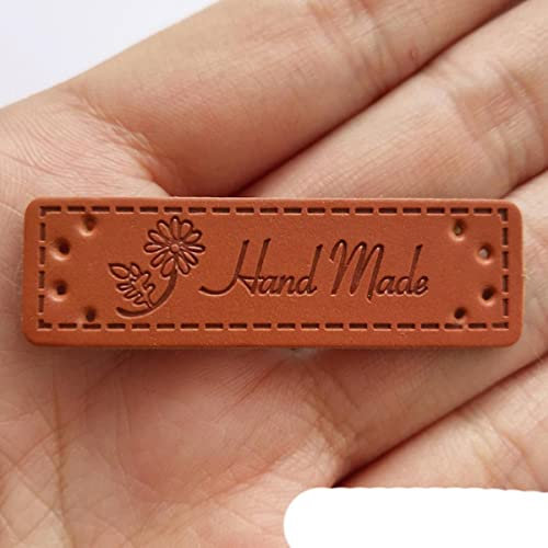 20 Stück 50 x 15 mm Kleidungsstück Etiketten handgefertigte Tags Stoff PU Stoff Label DIY Kleidung Hüte Jeans Taschen Nähzubehör Zubehör-56