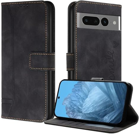 GoodcAcy Handyhülle für Google Pixel 7 Pro Hülle Handyhülle Leder Klappbar Schutzhülle Tasche Wallet Brieftasche Cover Flip Case für Google Pixel 7 Pro Klapphülle Schwarz