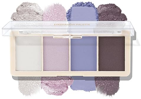 Boobeen 4 Farben Lidschatten-Palette, hochpigmentierte Lidschatten für natürliches & kräftiges Augen-Makeup, mischbare Farbtöne in mattem und schimmerndem Finish, leicht aufzutragen