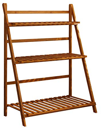SZITW Étagère à Fleurs à 3/4 étages en Bois pour l'extérieur, Jardin, Maison, Balcon, étagère, échelle, présentoir, étagère à Fleurs Pliante, 3layers-70cm