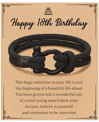 Aunis 18th Birthday Gifts for Boys, Boys 18th Birthday Gifts Ideas Rope Bracelet Men 18 Year Old Teenager Him Son Grandson Friend Boyfriend