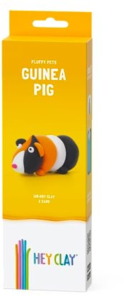 Hey Clay Fluffy Pets – Claymate Meerschweinchen – bunte Modelliermasse, lufttrocknender Ton für Kinder, lufttrocknender Ton-Set, 3 Dosen mit lustiger, interaktiver App