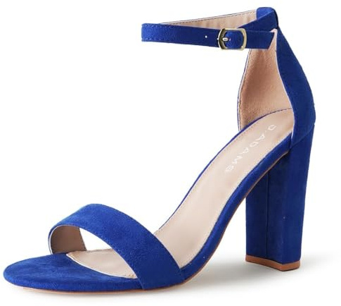 J. Adams Shirley Heels for Women - Ankle Strap High Heel Dressy Sandals, Blue Vegan Suede, 9.5