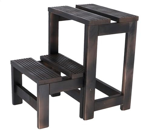 WELL HOME MOBILIARIO & DECORACIÓN Taburete Escalera 2 peldaños Fabricado en Madera, Acabado en wengue, 32x23x40 cm