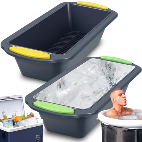 2Pcs Extra Large Silicone Ice Cube Tray, 11.4×5.3×2.6 Inch Giant Ice Cube Moulds Easy Release Reusable Big Ice Cube Maker,Large Square Ice Cube Molds for Home Bath