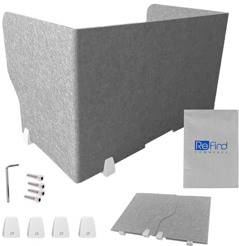 ReFind Foldable Desk Divider Pro – Fodable Privacy Screen and Acoustic Panel | Office Organiser for School or Office Desk Partition (50cm x 50cm x 80cm)