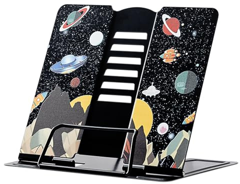 GmeDhc Leggio Libri in Metallo Regolabile, Supporti per Libri da Cucina Pieghevole, Multifunzione Leggio Libri Portatile, 6 Altezze Regolabile, per Libri Ricette Porta Copia Cellulare Tablet