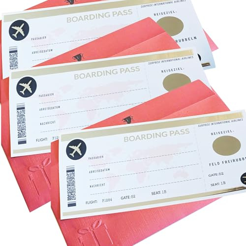 Bear and Bee Spezial Rubbellos Bordkarte zum beschriften - Reise Geschenk Verpackung Geburtstag Weihnachten Rubbelkarten Flugticket (3 Stück)