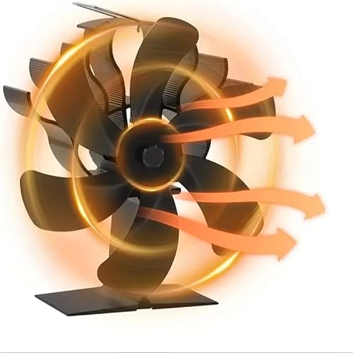 AmoJLnks 6 Blade Wood Stove Fan,Silent Operation,Heat Powered Eco Friendly Circulation Efficient Fireplace Fan,for Home Wood Burning/Log Burner/Fireplaces