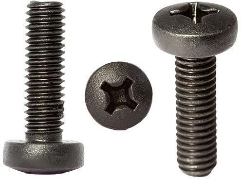 M5 (5mm x 25mm) Black Zinc Flake Phillips Pan Head Machine Screws Metric Steel Fully Threaded DIN 7985 (Pack of 20) N07ABC