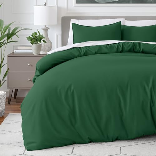 Bare Home Duvet Cover Set Super King Size - Premium 1800 Ultra-Soft Duvet Cover Set - Lightweight - Cooling Duvet Cover - Bed Duvet Cover with 2 Pillowcases (Super King, Forest Green)