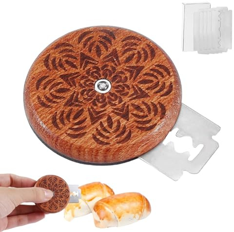Kasmole Cortador de pan cojo | Cuchillo para marcar pan de doble cara Cortador de cojo de masa madre casero Herramienta para cortar masa de pan, con 5 cuchillas de repuesto