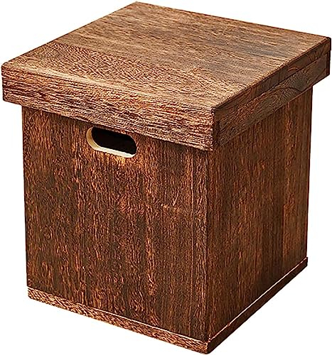 Rustikaler Aufbewahrungswürfel, Aufbewahrungskiste aus massivem Holz, Schuhwechselhocker, Premium-Holz-Multifunktionshocker mit niedriger Fußstütze für den Eingangsbereich des Wohn