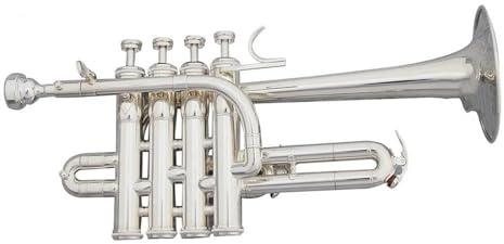 Trompete für Anfänger Professionelle Hochtrompete Bb Piccolo Trompete Messing Gold Silber Lackoberfläche Trompete(Color:Silver)