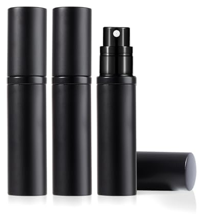 ASADAYS Tragbarer Parfümzerstäuber, nachfüllbar, leere Reise-Sprühflasche, Nano-Nebel, Bodenfüllung, Mini-Zerstäuber, Taschengröße, Damen und Herren (Klassisch, Schwarz-3P)
