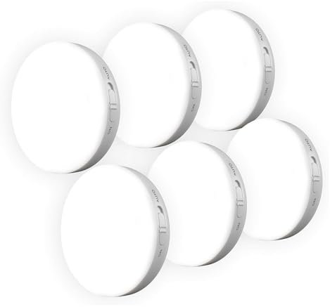 MIAOLIAN 6 Pack Motion Sensor Lights Indoor,Under Cabinet Kitchen Lights,Wireless Battery Operated LED auto Lamp,Rechargeable Magnetic Stick on Puck Wall Night Light,Stair,Cupboard,Wardrobe,Hallway