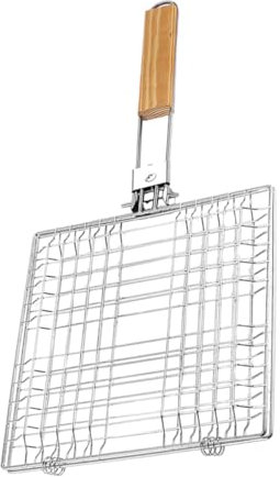 BESPORTBLE Parrilla para Pescado Cesta de Malla de Acero Inoxidable Mango Largo Rejilla para Asar Carne Pescado Mariscos y Verduras Herramienta para Barbacoa al Aire Libre Camping y Picnic