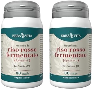 ERBA VITA Integratore Alimentare di Riso rosso fermentato - 60 Capsule - Favorisce normali livelli di colesterolo nel sangue (Confezione da 2)