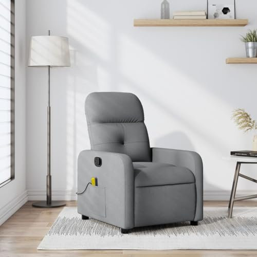 Homgoday Massagefåtölj med liggfunktion, TV-fåtölj, relaxfåtölj, vilstol, liggstol, TV-fåtölj, stoppad fåtölj, justerbart ryggstöd, för vardagsrum, ljusgrått tyg