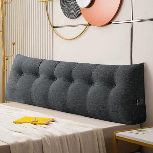 OHMG Rückenkissen, Lesekissen für Bett und Sofa, 180cm-Komfortables Wandkissen Bett, Bietet Optimalen Supportive Rückenkissen Bett, Bettkissen Rückenlehne mit Praktischen Seitentaschen ﻿