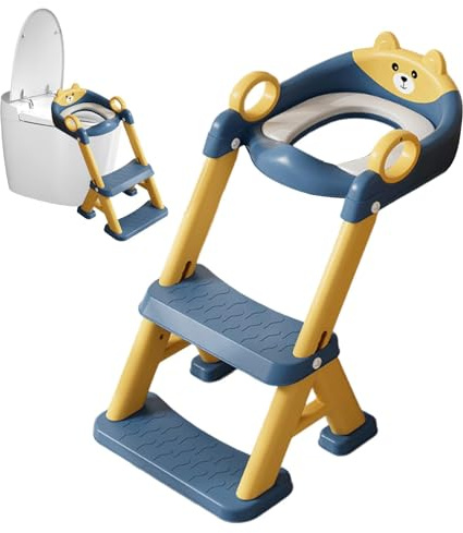 Toilettensitz Kinder, Rutschfestes Toilettenleiter Toilettenaufsatz Mits Treppe Spritz Und Rutschfestes Trittbrett Toilettentrainer Für Kinder, 56x35.5x34cm