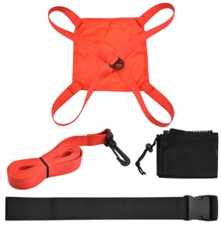 JISADER Schwimmparachaturschwimmwiderstandsgürtel, Ausrüstungsgeschwindigkeitstraining, Kinder Erwachsene Polyester Praktischer Schwimmzug, Rot 40cm