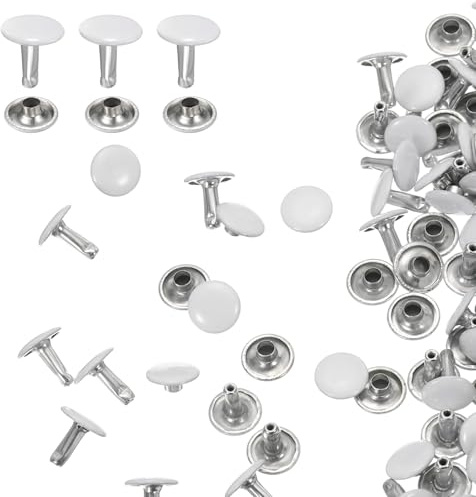 sourcing map 60 juegos de remaches de cuero de doble tapa, 10 x 10 mm, con tapa redonda, de metal, remaches de cuero para manualidades, cinturón de tela, collar de mascotas, reparación y decoración