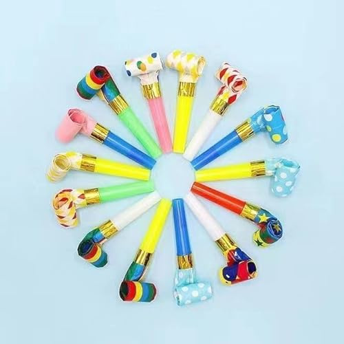 30Pcs Multicolor Party Blower Musical Blowouts Whistles Novelty Funny Party Noisemakers Horns Party Supplies, Gag Toys