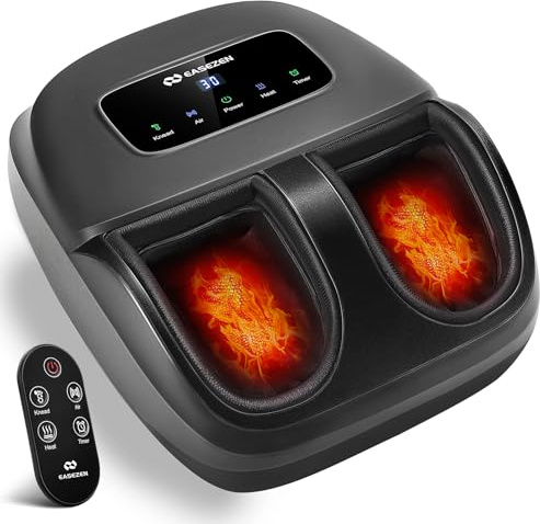 EaseZen Shiatsu Foot Massager with Heat & Remote - 2026 Upgraded Deep Kneading Massage for Plantar Fasciitis, Neuropathy & Tired Feet | Fits Up to Size 14 | Perfect Gifts