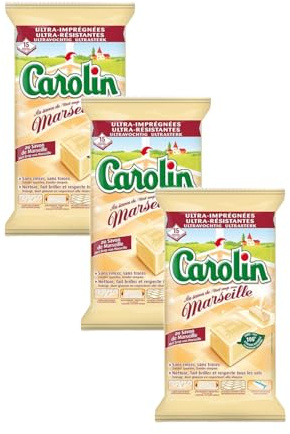 CAROLIN Salviette Pavimenti al Sapone di Marsiglia – Confezione da 3 Pacchi da 15 Salviette