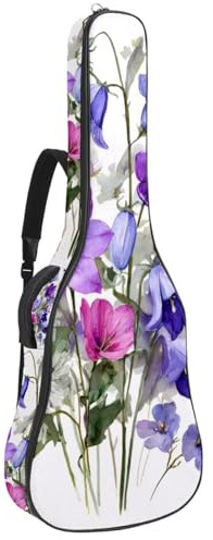 Gepolsterte Gitarrentasche mit Aquarell-Blumenelementen, schützende Akustikgitarren-Hülle, Gigbag für E-Bass, klassische Gitarre, Mehrfarbig 02, 42.9x16.9x4.7 in, Lässiger Tagesrucksack