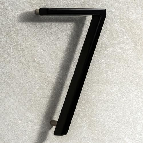 House Signs Direct Floating 3D Metal House Number, 5 Inch, Black, Number 7 | Weatherproof 5-inch floating door number with waterproof finish and easy-install spacers, zinc alloy finish.