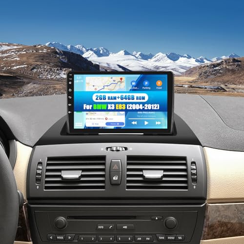 CAMECHO 2G+64G Android 13 Radio de Coche con GPS para BMW X3 E83(2004-2012),9 de Pantalla de Carplay Radio de Doble DIN con Carplay Android Auto Mirror Link WiFi RDS/FM Bluetooth y EQ+Cámara Trasera