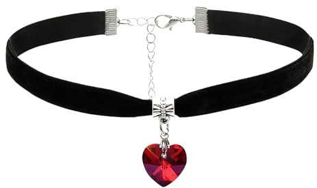 GAZIL Rot Samt-Halsband mit Herzanhänger für Damen, verstellbares Gothic-Choker mit Verlängerungskette, trendiges Punk-Halsband für Cosplay, Party und Valentinstag