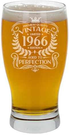 Always Looking Good 60th Birthday Gift for Men Vintage 1966 Aged to Perfection Engraved Pint Beer Glass Present for 60 Year Old Etched Cider Lager Beer Tulip Pint Glasses