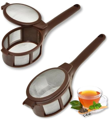 PARENCE.- Lot de 2 infuseurs à thé et épices avec poignée ergonomique – mini passoires à mailles fines pour infusion herbes, café, tisane – format 14x4x3 cm - 2 Pièces