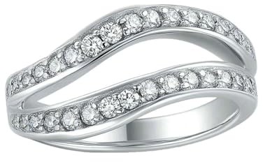 Whoiy Echtgold Ring mit Diamant für Damen, Ehering 950 Platin Unique Verlobungsringe Gold Damenringe Größe 56 (17.8)