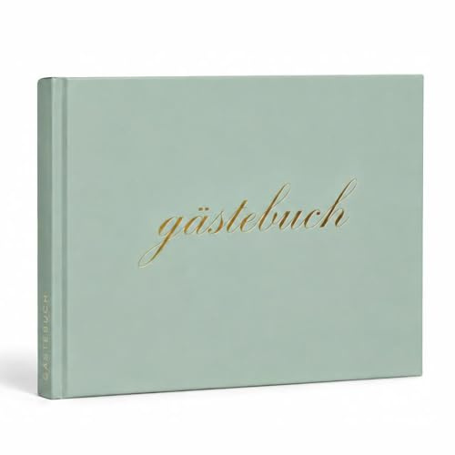 HERWEHIM Gästebuch Hochzeit Grün, Geburtstag & Babyparty, 100 Blanko Seiten | Hochwertiges Hardcover Gästebuch für Erinnerungen, Edle Gold Prägung, 19.3x23.5 cm Hochzeitsalbum Hochzeitsgästebuch
