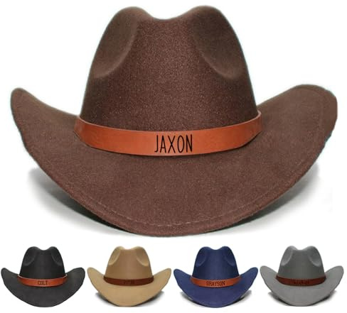ZOTIMEF Personalisierte Cowboy Hut Kinder mit Namen, Individuell Westernhut Sheriff Rodeo Reiter Mütze für Mädchen Jungen Baby Kleinkind, Cowgirlhute Geschenk für Fasching Mottoparty Karneval
