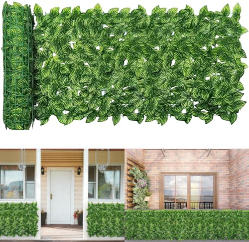 Recinzione decorativa di edera artificiale, recinzione da giardino con foglie finte, rotolo di siepe per la privacy, pannello a traliccio per pareti, balcone, esterni (0,5 m x 3 m, foglia di anguria)