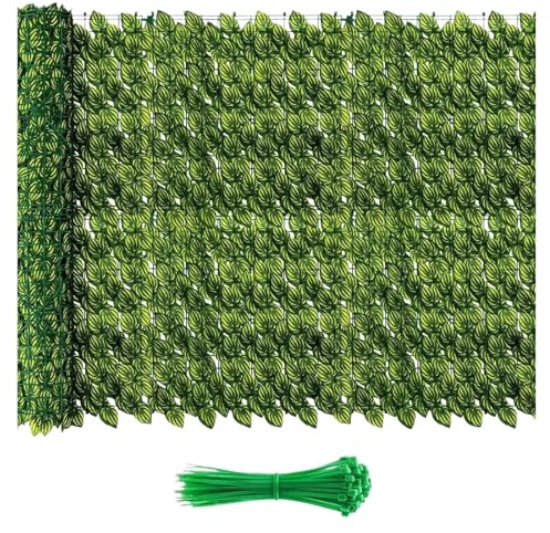 LYHYDMA Seto Artificial Valla de privacidad con Hojas sandía Artificiales 20 x 118 Pulgadas, Fondo vegetación Artificial, seto Hiedra y Enredadera