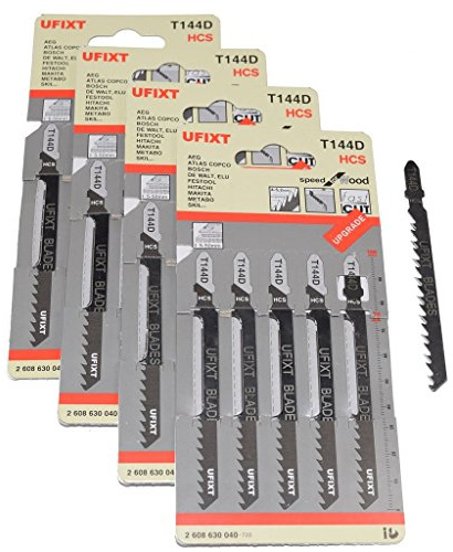 Ufixt Lot de 20 lames de scie sauteuse T144D pour coupe du bois à haute vitesse en acier à haute teneur en carbone HCS